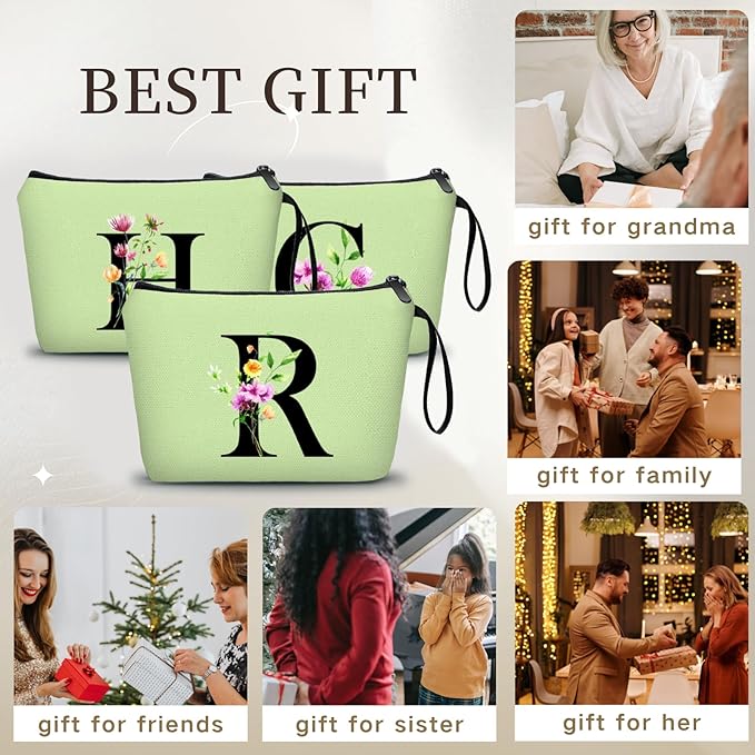 Women Birthday Maid of Honor Monogrammed Gifts for Bride Bridesmaid Sister Friend Her Teacher Makeup Cosmetic Bag with Mirror Mothers Day Christmas Graduation R