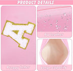 Initial Makeup Bag Personalized Preppy Cosmetic Bag Travel Toiletry Bag Waterproof PU Small Makeup Pouch Bag for Purse Birthday Gift Cute Stuff for Teen Girls Women (Pink A)