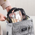 PACKISM TSA Approved Toiletry Bag, 3 Pack Clear Makeup Bags with Handle Large Opening, Clear Toiletry Bags Fit Carry-on Travel Essentials, Quart-sized Travel Bags for Toiletries, Black