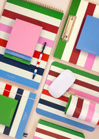 kate spade new york Clipboard Folio with Low Profile Clip, Professional Padfolio Includes Lined Notepad, Pen Loop, and Pocket, Adventure Stripe (237048)