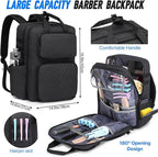Barber Bag, Large Capacity Barber Case, Travel Hairdresser Organizer Supplies Bag, Hairstylist Backpack for Hair Cutting Tools