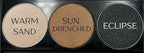 Metallic Shimmer Off White, Gold Bronze Brown, and Glitter Black Vegan Eyeshadow Trio Palette; Talc, Paraben & Cruelty Free