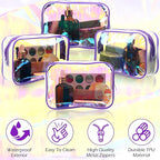 Weewooday 12 Pieces Clear Makeup Bags Cosmetic Storage Bags PVC Zipper Pouches Travel Waterproof Makeup Plastic Case for Women Organizing Toiletries Traveling Bathroom(Small,Dazzling)