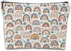 Makeup Bag Bohemian Rainbows Cosmetic Bag Mini Portable Travel Toiletry Bag Organizer Makeup Brushes Aesthetic Accessories Waterproof Storage Bag for Women