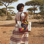 African Black Women's Leather Tote Bag, Large, Premium Vegan Leather, Full Zip, Perfect Christmas Gifts For Women