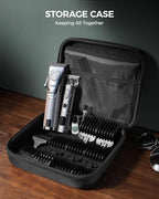 GLAKER Hair Clippers for Men,Professional Mens Hair Clippers Cordless Clippers for Hair Cutting,Precision Trimmer Kit Zero Gap Trimmer with LED Display 15 Guide Combs (Silver)