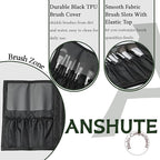 Travel-Ready Makeup Brush Organizer Bag Black - Multi - Zone 9.25 in × 16.2 in PU Leather Cosmetic Case, Makeup Brush Holder, Makeup Brush Case