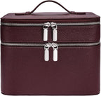 Makeup Case, Large Capacity Waterproof Double Layer Cosmetic Bag with Removable Divider, Double Compartment Brush Organizer, Multi-functional Travel Organizer