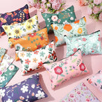 Hillban 36 Pcs Floral Makeup Bags for Women Flower Cosmetic Bag Inspirational Pencil Case with Zipper Travel Organizer Pouch for Wedding Bachelorette Party Christmas Gifts, 12 Styles
