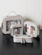 Popvibe Clear Makeup Bag Travel Cosmetic Case Transparent Toiletry Bag with Zipper, Portable Make Up Organizer Traveling Compact Car Bag for Essentials