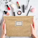 Sanwuta 4 Pack Velvet Makeup Bag Cosmetic Bag for Women Large Capacity Corduroy Pouch Zipper Canvas Travel Toiletry Purse Make up Organizer Case Accessories(Rainbow Color,Plaid)