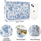 STARDW Aesthetic Floral Makeup Bag Cute Small Cosmetic Bags for Women Girls, Travel Toiletry Bag Large Capacity Zipper Makeup Pouch, Purse Organizer Pouches (Embroidery)