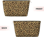 Womens Leather Makeup Bag Cosmetic Bag Travel Toiletry Bags Make Up Bags for Women Adult (Leopard Pattern 2)