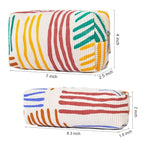SOIDRAM Corduroy Cosmetic Bag - Large Capacity Makeup Pouch with Stripe Pattern and Makeup Brush Storage - Travel Toiletry Bag Organizer