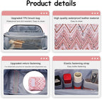 BOYATU Travel Makeup Bag for Women: Western Boho Make up Bag Set of 3 - Large Capacity Vegan Leather Cosmetic Bag - Waterproof Toiletry Bag with Compartments & Handle & Divider(J-5-Red)