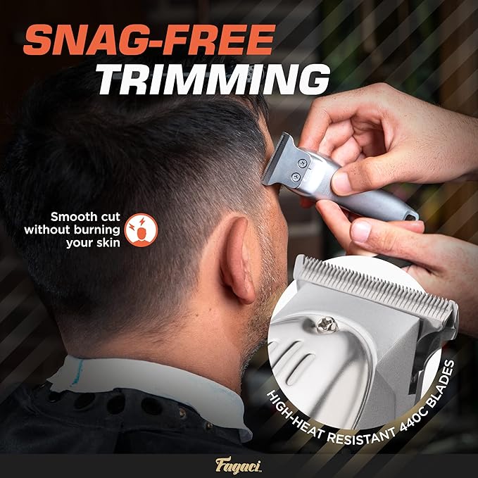 Fagaci Men's Professional Hair Trimmer, Powerful Battery, Sharp Blades, High-Speed Motor, Cold Steel for Comfortable Cuts