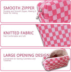 Travel Makeup Bag, Checkered Cosmetic Bag Make Up Organizer Case for Women, Small Toiletry Bag Skincare Pouch for Toiletries Accessories Brushes, 2PCS