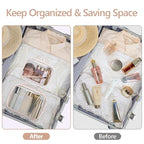 PACKISM Clear Makeup Bag - 2 Pack TSA Approved Toiletry Bag with Handle and 180° Large Opening, Sturdy Clear Toiletry Bag Fit Carry-on Travel Essential, Travel Bags for Toiletries, Pink Ditsy Floral
