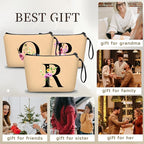 Women Birthday Maid of Honor Monogrammed Gifts for Bride Bridesmaid Sister Friend Her Teacher Makeup Cosmetic Bag with Mirror Mothers Day Christmas Graduation R