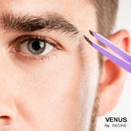 Venus by Regine Slant Tweezers - Handmade Precision Tool for Women & Men, 25-Degree Angle for Shaping Eyebrows & Grooming Facial Contours, Suitable for Eyebrow & Facial Hair Removal (Lavender)