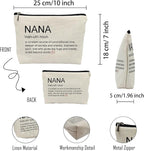 Huester Nana Gifts Makeup Bag, Multi-purpose Travel Cosmetic Case for Women, Patterned Linen, Zipper Closure, Perfect for Makeup, Travel, Toiletry