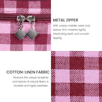 FAELBATY Makeup Bag Large Checkered Fabric Toiletry Organizer Bag for Women Girls (Rose Red)