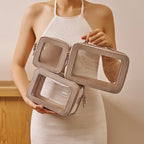 Mini Cosmetic Bag Clear Makeup Bag Small Travel Toiletry Bag with Zipper, Cute Car Cosmetic Case Transparent Makeup Pouch for Purse (Stone)