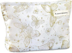 STARDW Aesthetic Floral Makeup Bag Cute Small Cosmetic Bags for Women Girls, Travel Toiletry Bag Large Capacity Zipper Makeup Pouch, Purse Organizer Pouches (Butterfly White)