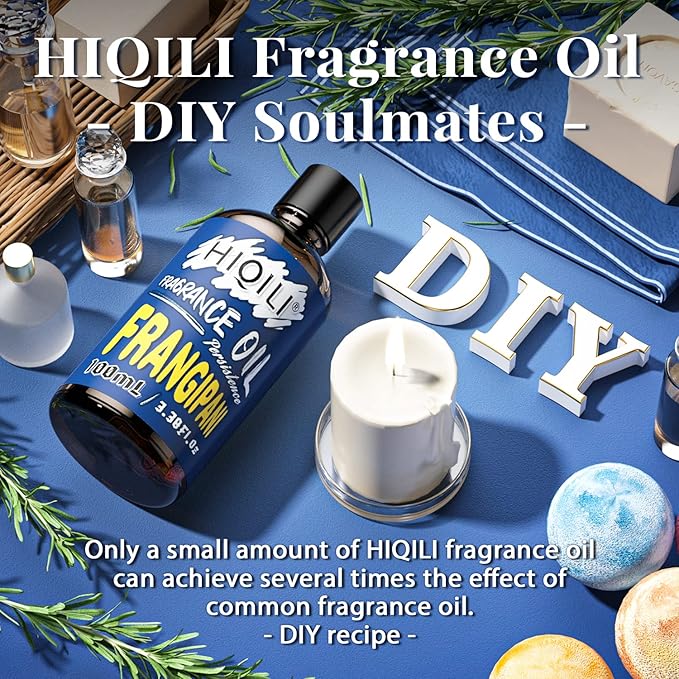Hiqili Frangipani Essential Oil 100ml - Floral Fragrance Oil for Aromatherapy, Perfect for Home Diffuser, Laundry, Long Lasting Fresh Scent for DIY Candle Soap Perfume Making 3.38 Fl Oz