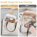 PACKISM Clear Makeup Bag - 2 Pack TSA Approved Toiletry Bag with Handle and 180° Large Opening, Sturdy Clear Toiletry Bag Fit Carry-on Travel Essential, Travel Bags for Toiletries, Creamy Off-White