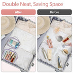 PACKISM TSA Approved Toiletry Bag - Glitter Textured Clear Travel Bag, Personalized and Fashion, with 180° Large Opening and Supporting Frame, Perfect for Travel Essentials, Thick No Smell, Purple