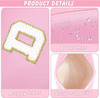Initial Makeup Bag Personalized Preppy Travel Small PU Cosmetic Bag Pink Makeup Pouch Zipper Toiletry Organizer for Women Girls Mom Friend Bridesmaid Teacher Sister Prom Christmas Gift（D）