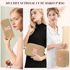 for Christmas Day Gifts, Personalized Initial Cosmetic Bag Pouch for Teen Girls, Preppy Makeup Travel Bags for Daughter Sister Girlfriend, Monogramed Make Up Pouch for Birthday Gifts - Brown R
