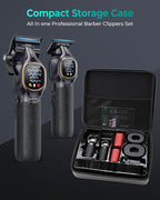 Professional Hair Clippers for Men, Professional Barber Clippers and Trimmer Set, Cordless Hair Clippers for Hair Cutting with Package Case, Powerful 9000 PRM Rechargable Electric (Black)