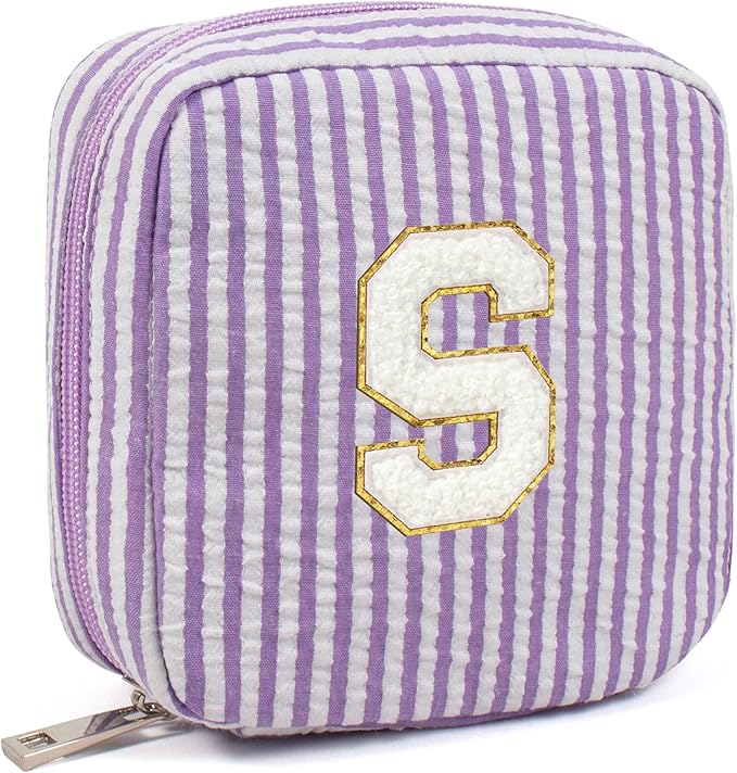 LETGO Preppy Stuff Tween Girls Gifts 2 Pieces Monogram Makeup Pouch Makeup Organizer Bag Beauty Bag Personalized Friend Sister Wife Wedding Bride Birthday Gifts for Women Her Preppy