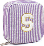 LETGO Preppy Stuff Tween Girls Gifts 2 Pieces Monogram Makeup Pouch Makeup Organizer Bag Beauty Bag Personalized Friend Sister Wife Wedding Bride Birthday Gifts for Women Her Preppy