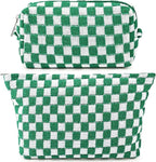 Travel Makeup Bag, Checkered Cosmetic Bag Make Up Organizer Case for Women, Small Toiletry Bag Skincare Pouch for Toiletries Accessories Brushes, 2PCS