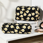 SOIDRAM Floral Cosmetic Bag - Large Capacity Makeup Bag and Brush Storage Travel Organizer