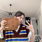 Cosmetic Bags for Women - Corduroy Cosmetic Bag Aesthetic Women Handbags Purses Smile Dots Makeup Organizer Storage Makeup Bag Girls Case Bags (A-Brown)