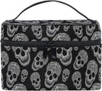 Makeup Bag, Skull Print Travel Makeup Organizer Bag Cosmetic Cases Toiletry Bags for Girl Women Ladies