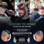 Hair Clippers for Men, Cordless Hair Trimmer for Hair Cutting with Long Battery Life, 8500RPM Electric Clippers and Trimmers Set for Self-Haircut and Family Use (Black)