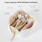 HBselect Quilted Makeup Bag, 3PCS Cotton Large Travel Makeup Bag, Cute Floral Coquette Make up Bag Cosmetic Bag Toiletry Bag for Women Girls
