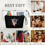 Mom Birthday Thank You Appreciation Gifts for Women Aunt Teacher Coworkers Bride Bridesmaid Monogrammed Travel Makeup Cosmetic Bag with Mirror Valentines Mothers Day Christmas Graduation V