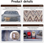 BOYATU Travel Makeup Bag for Women: Western Boho Make up Bag Set of 3 - Large Capacity Vegan Leather Cosmetic Bag - Waterproof Toiletry Bag with Compartments & Handle & Divider(J-2-Brown)