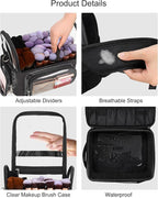 TANTO Makeup Backpack Extra Large Cosmetic Bags Professional Makeup Artist Bag Travel Train Case Storage Organizer Double-Layer Cosmetic Case with 4 Pouch and Brush Organizer