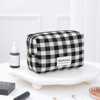 FAELBATY Makeup Bags for Women, 3 PCS Large Travel Makeup Bag Set, Checkered Fabric Cosmetic Bag for Toiletry (Black)