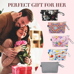 Gloppie Bohemian Makeup Bag - Travel Cosmetic Bag for Women | Small Zipper Makeup Pouch for Purse