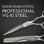 Set of Professional Hair Cutting Scissors in VG-10 Japan Steel - Includes Hair Cutting Scissors, Thinning Shears and Leather Case - Heritage for Pro's (5.5 Inch)