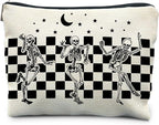 Funny Gothic Skeleton Makeup Bag - Halloween & Witchy Pouch for Women - Dark Academia & Horror Design (White)
