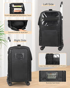 Relavel Rolling Makeup Train Case with Large Clear Makeup Bag, Hairstylist Traveling Bag with 4 Wheels, Cosmetic Storage Organizer Hair Stylist Travelling Bag with Adjustable Dividers & Shoulder Strap